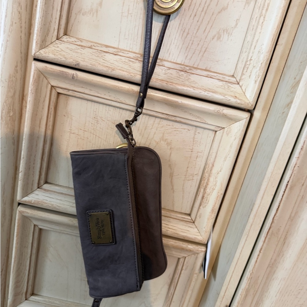 Vera Wang Charcoal Wristlet with Logo